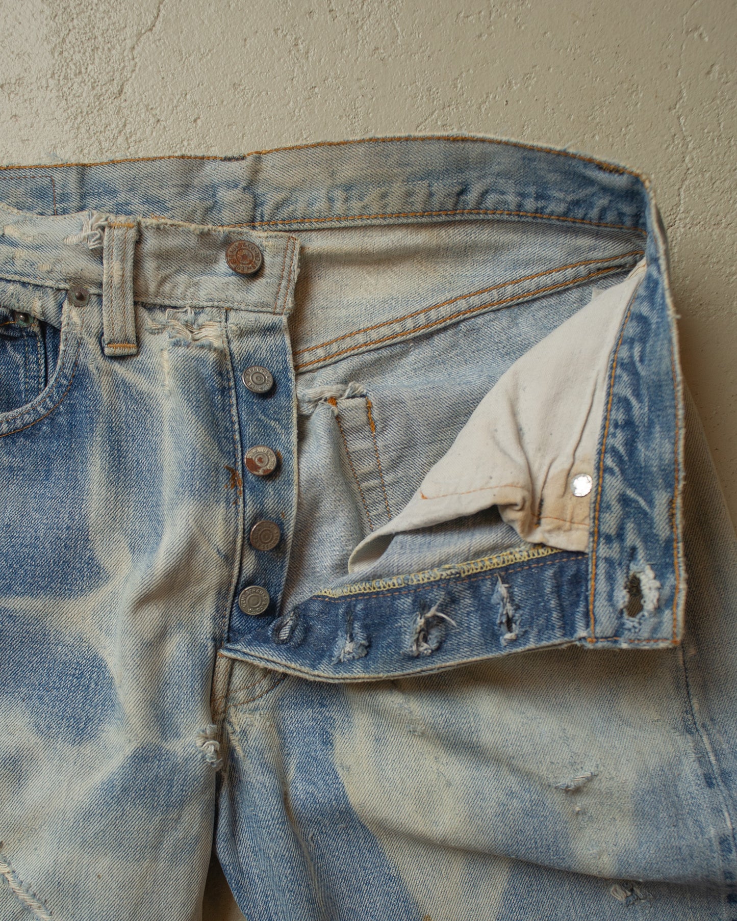 1980s thrashed Levi´s 501 Selvedge Jeans blue - W29 L30
