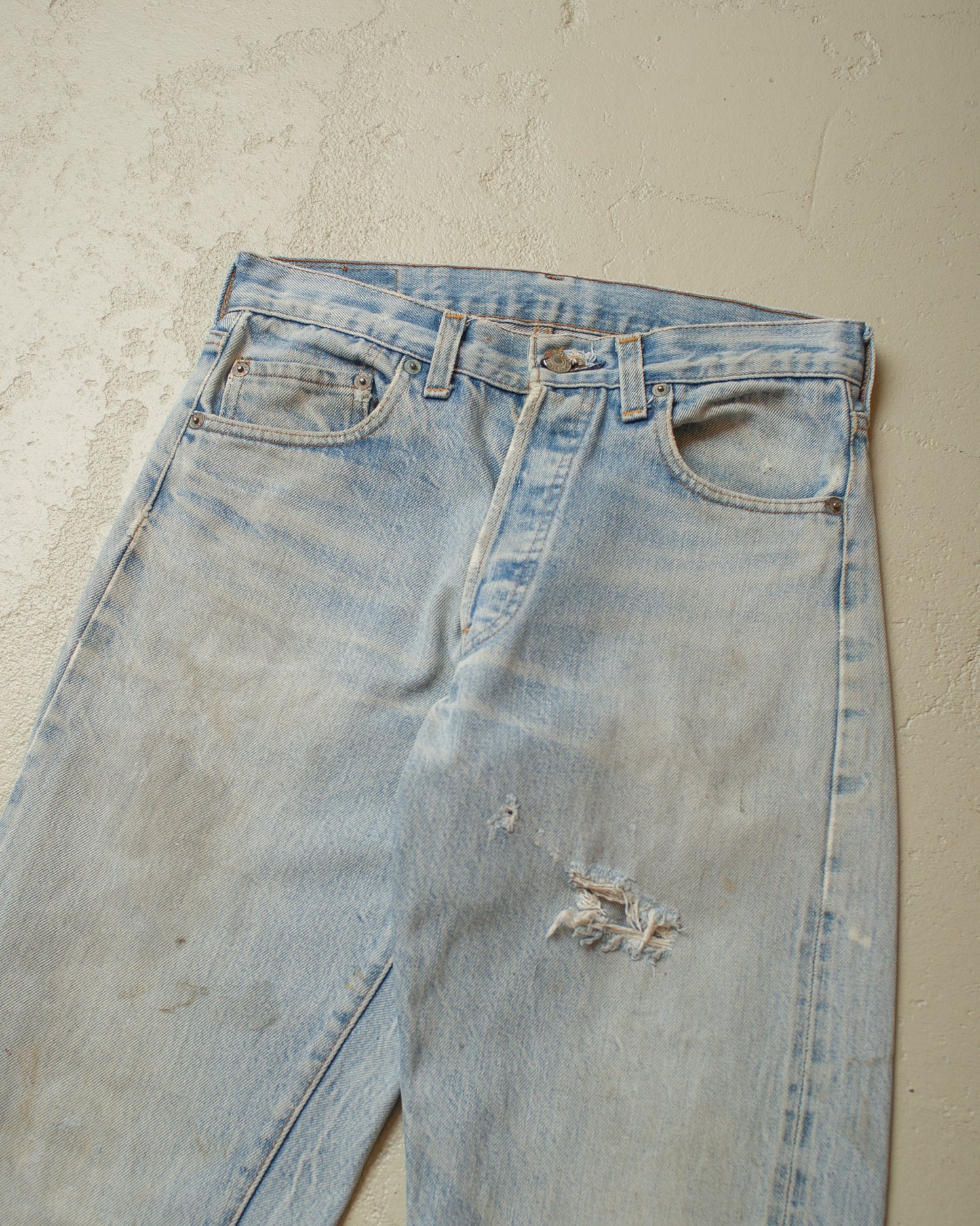1982 Levi´s 501 Selvedge distressed Jeans blue - W28 L30