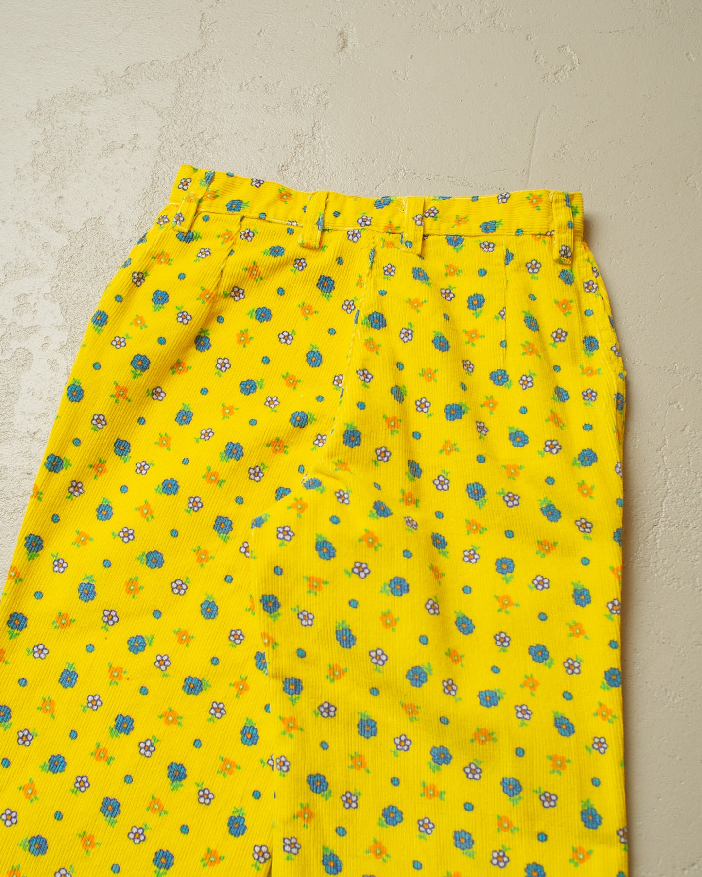 1960s/70s Flower Belbottom Corduroy Pants yellow - W25 L30