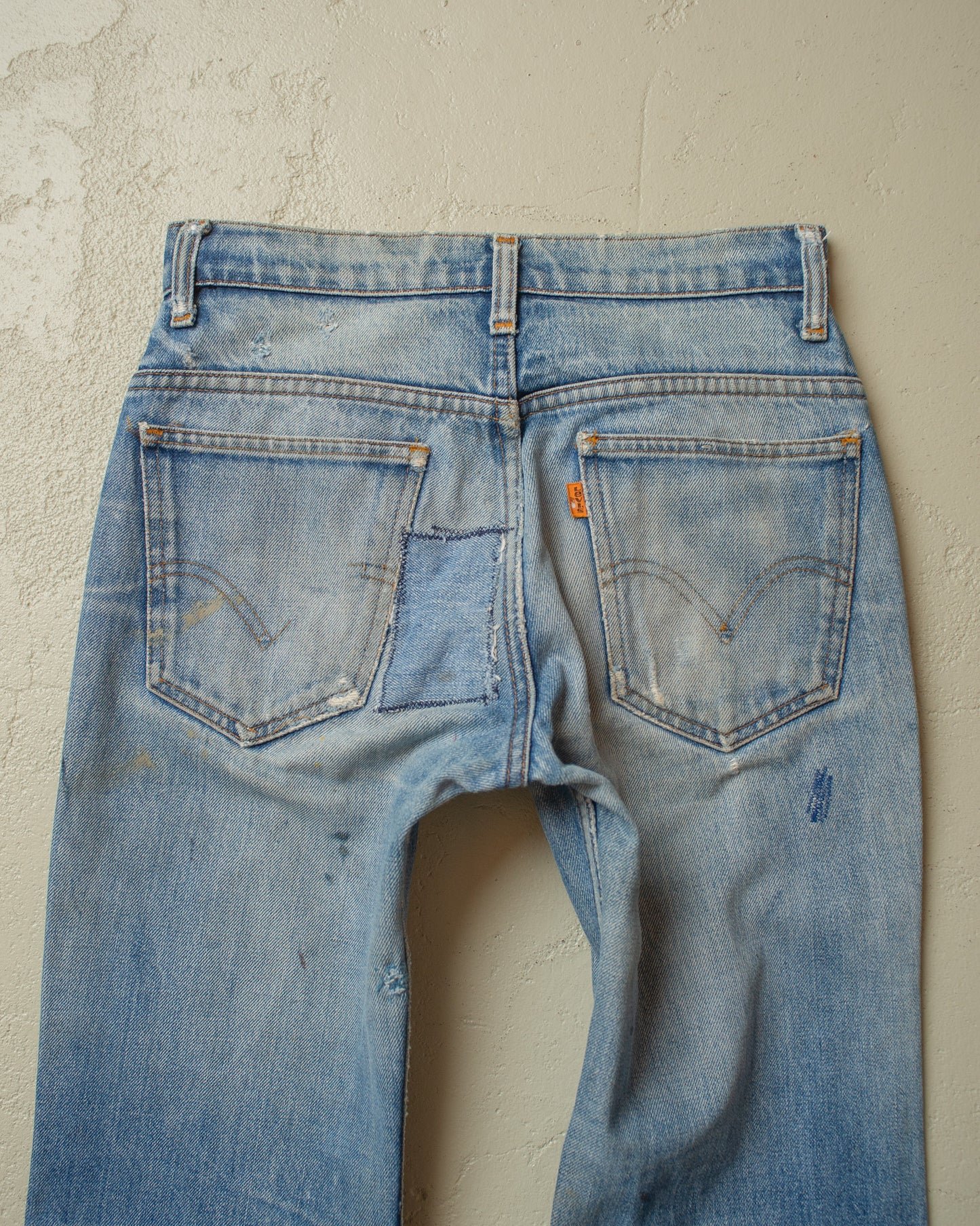 1980s Levi´s repaired Orange Tab Flared Jeans blue - W28 L33