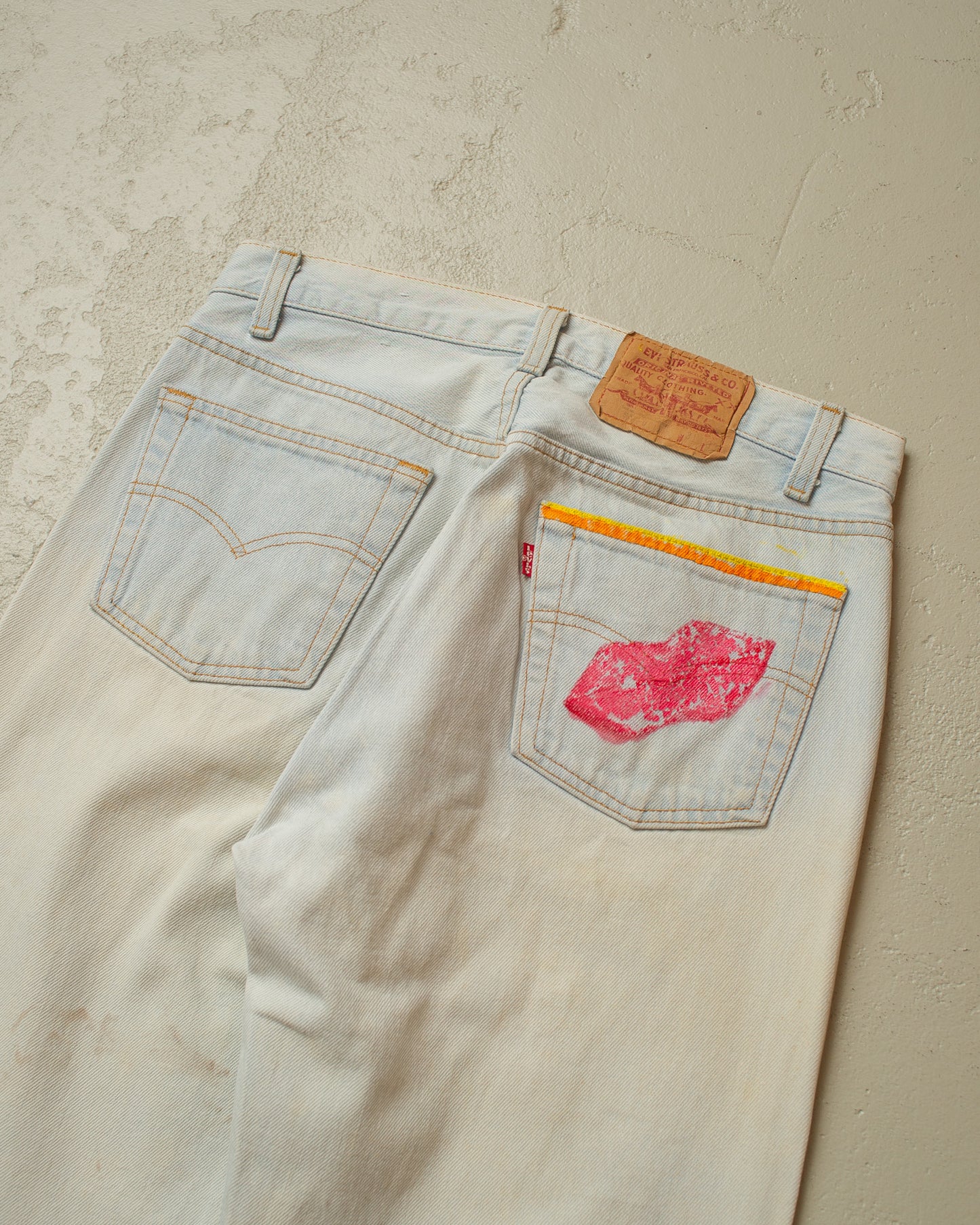 1987 Levi´s 501 Handpainted Smiley Jeans blue - W30 L32