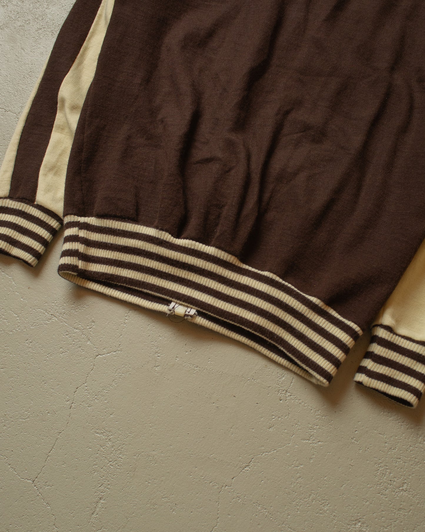 1970s Two Tone Knit Jacket beige/brown - M