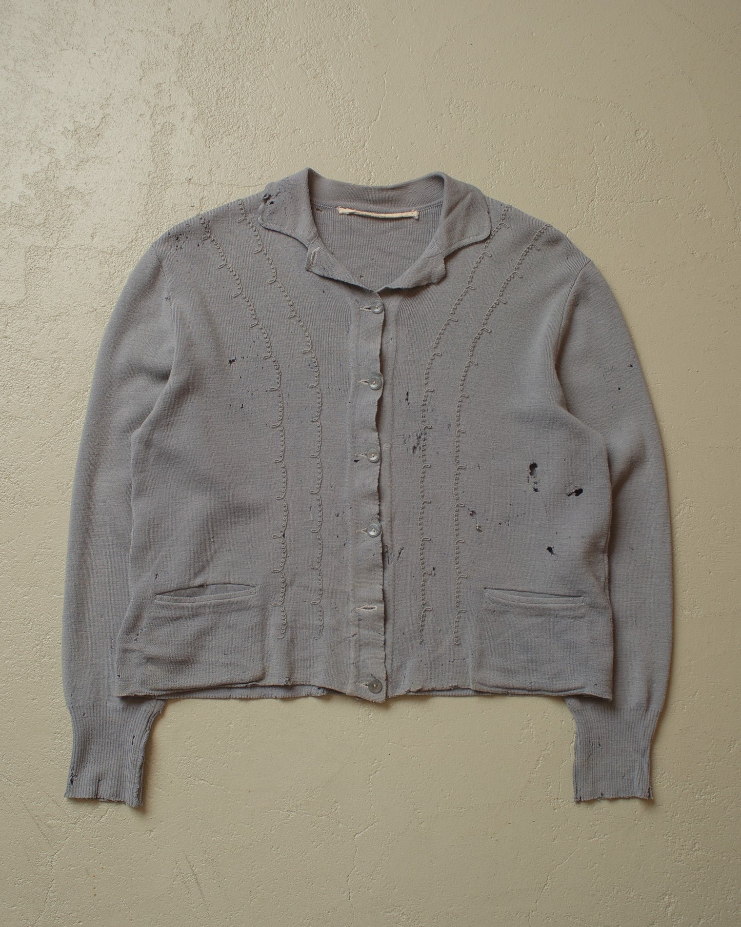 1950s/60s distressed Knit Jacket grey - M