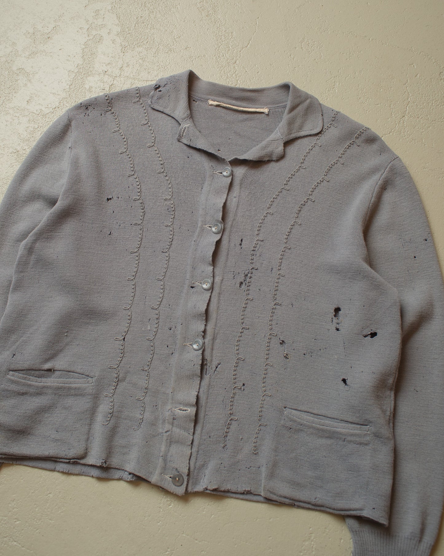 1950s/60s distressed Knit Jacket grey - M