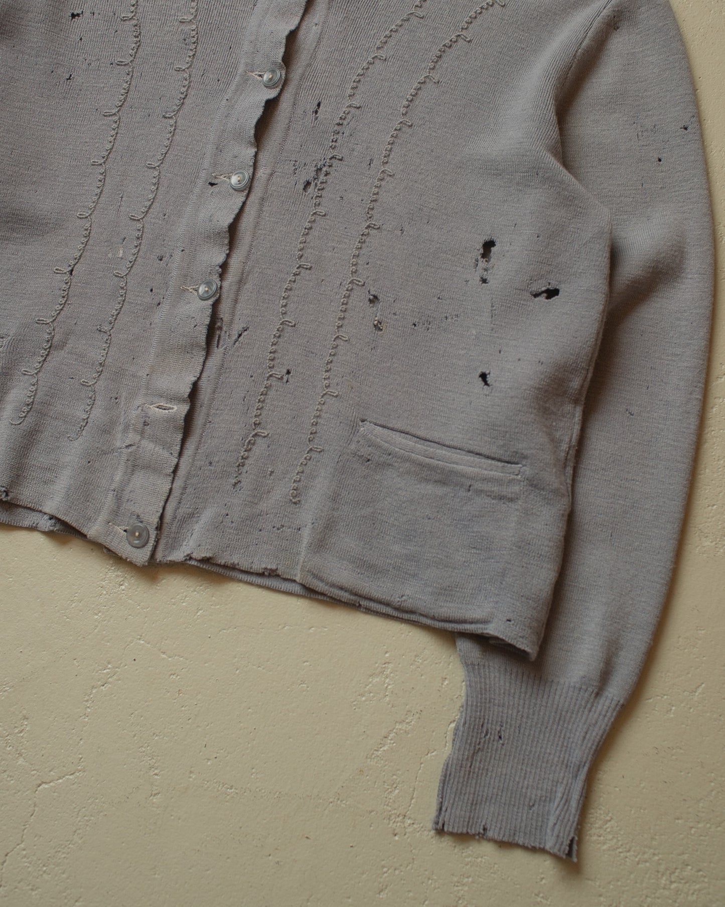 1950s/60s distressed Knit Jacket grey - M