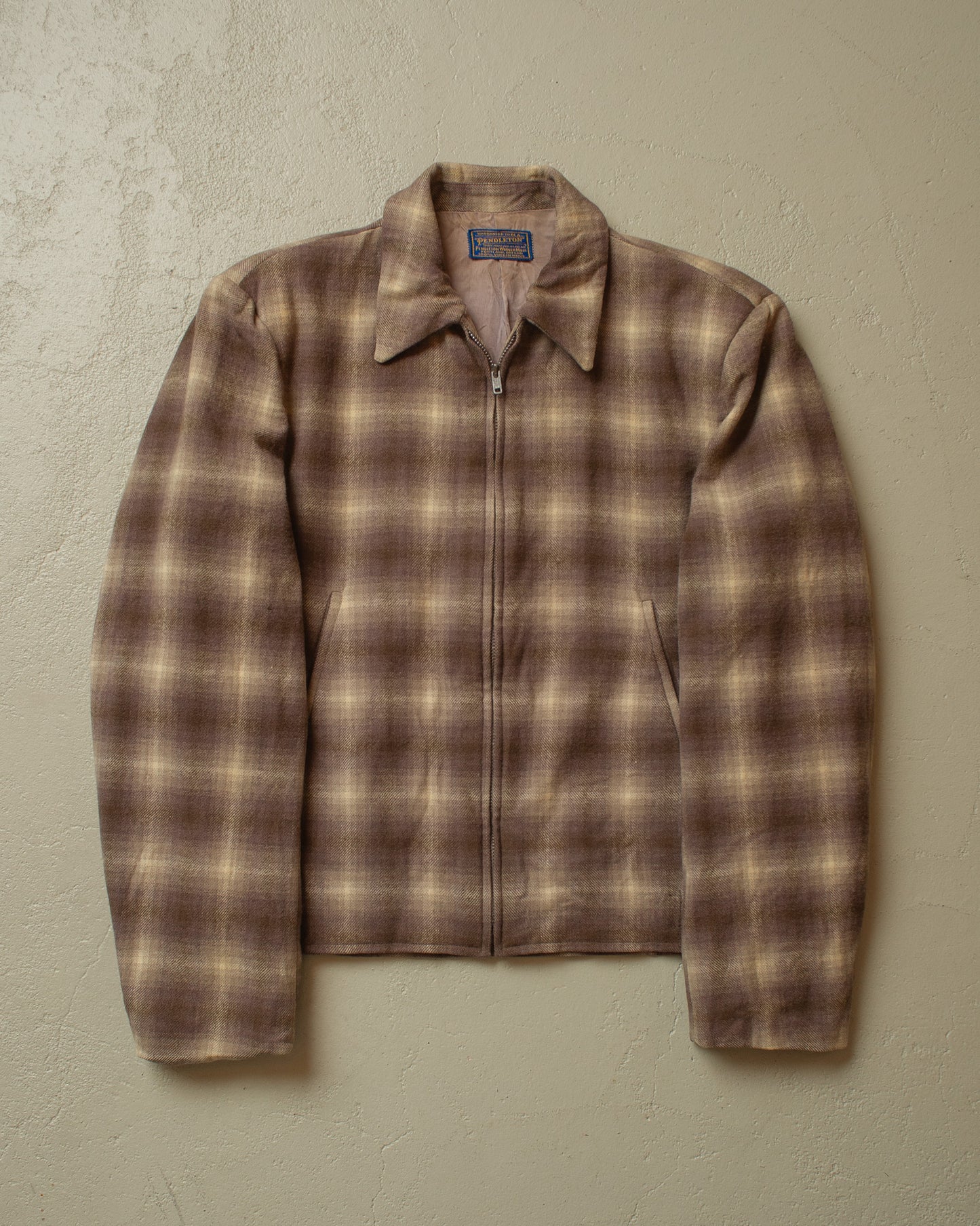 1960s Pendleton checkered Wool Jacket brown - M