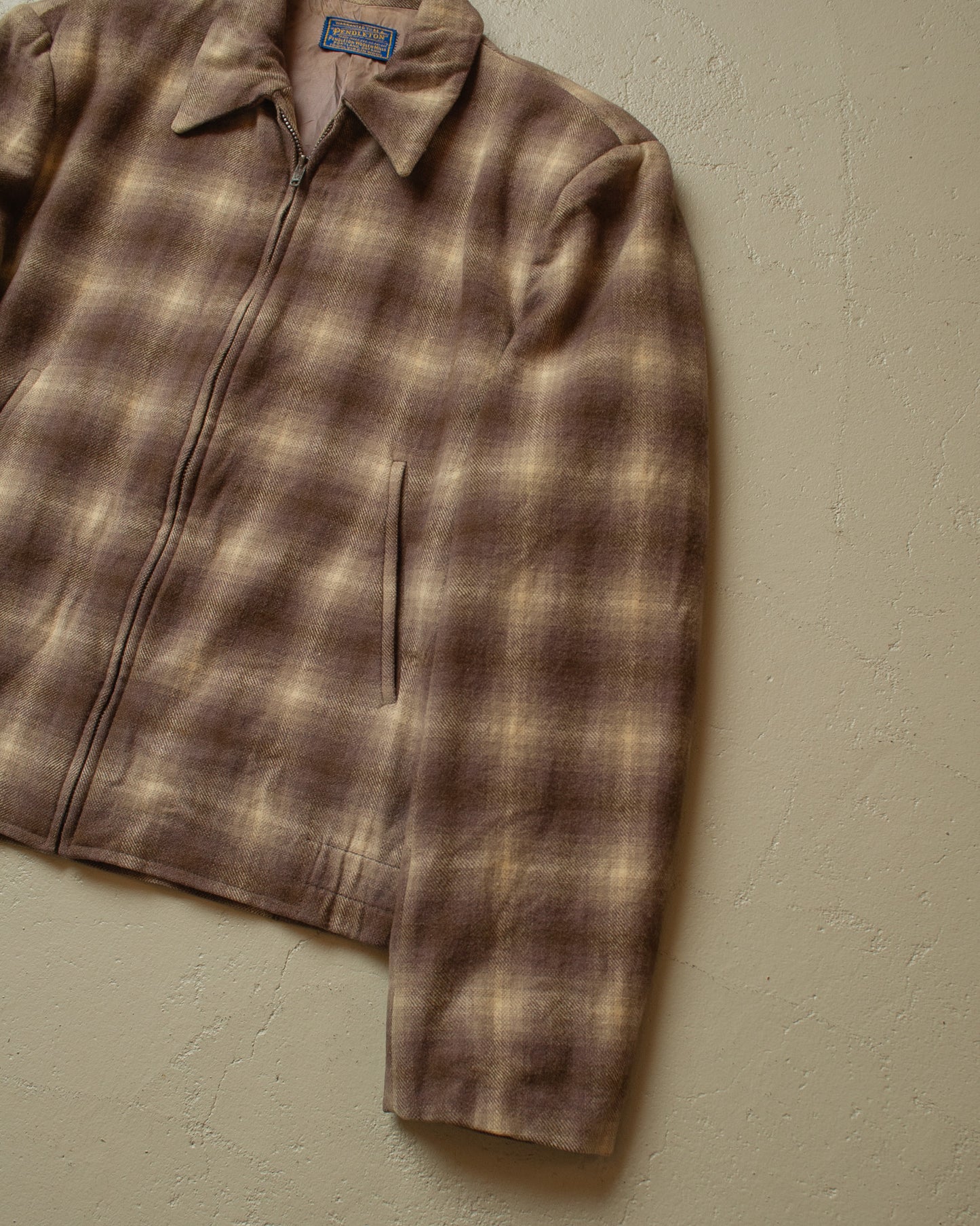 1960s Pendleton checkered Wool Jacket brown - M