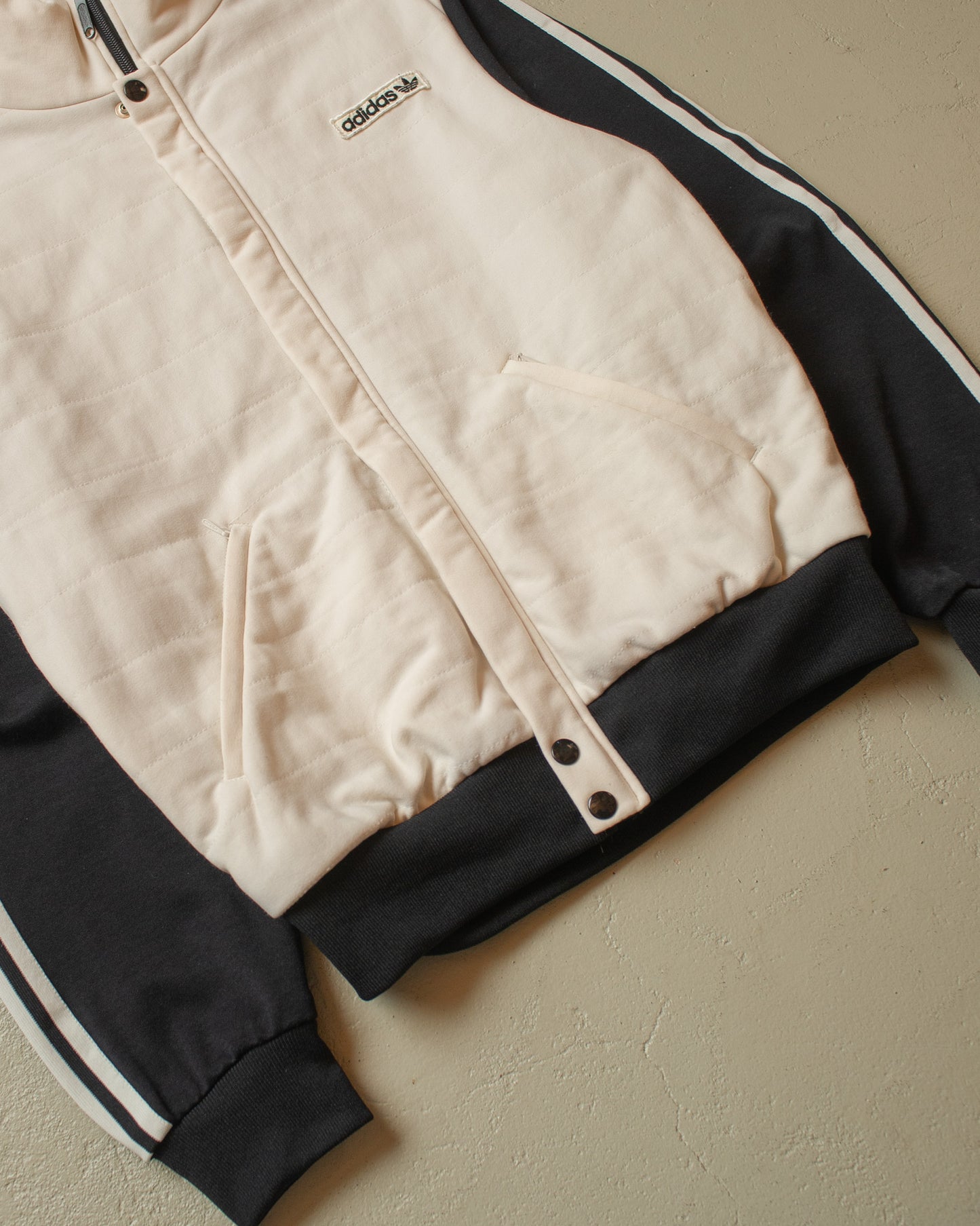 1980s Adidas lined Track Jacket black/white - M/L