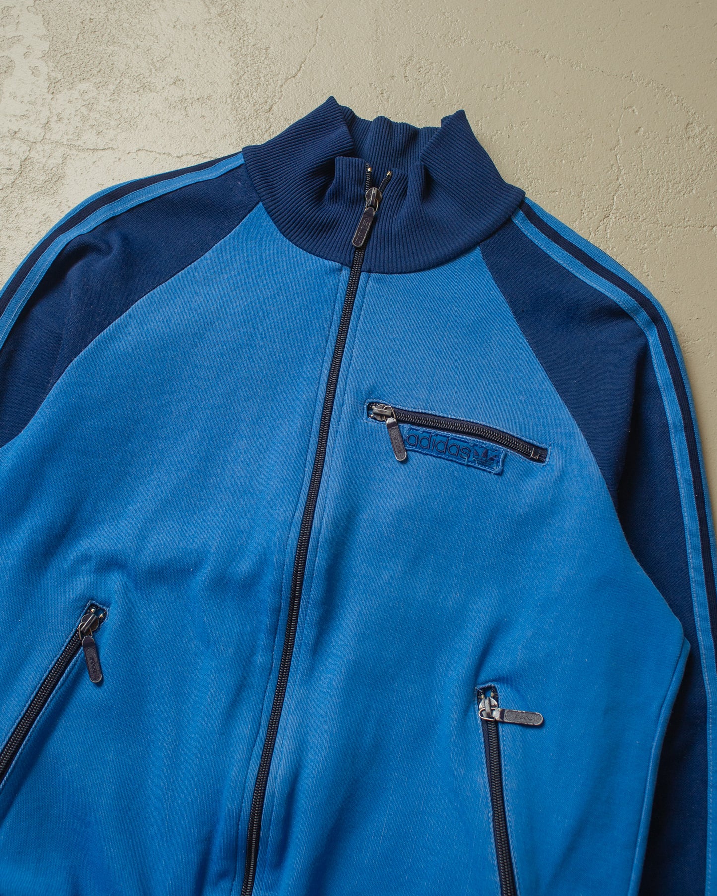 1980s Adidas Two Tone Track Jacket blue - S/M
