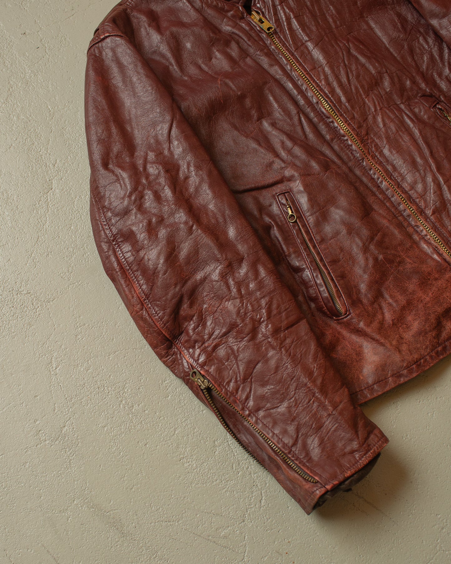 1950s/60s Leather Biker Jacket burgundy - L