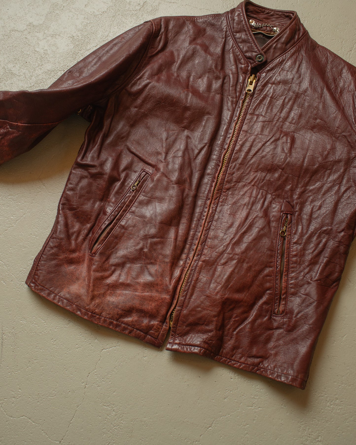 1950s/60s Leather Biker Jacket burgundy - L