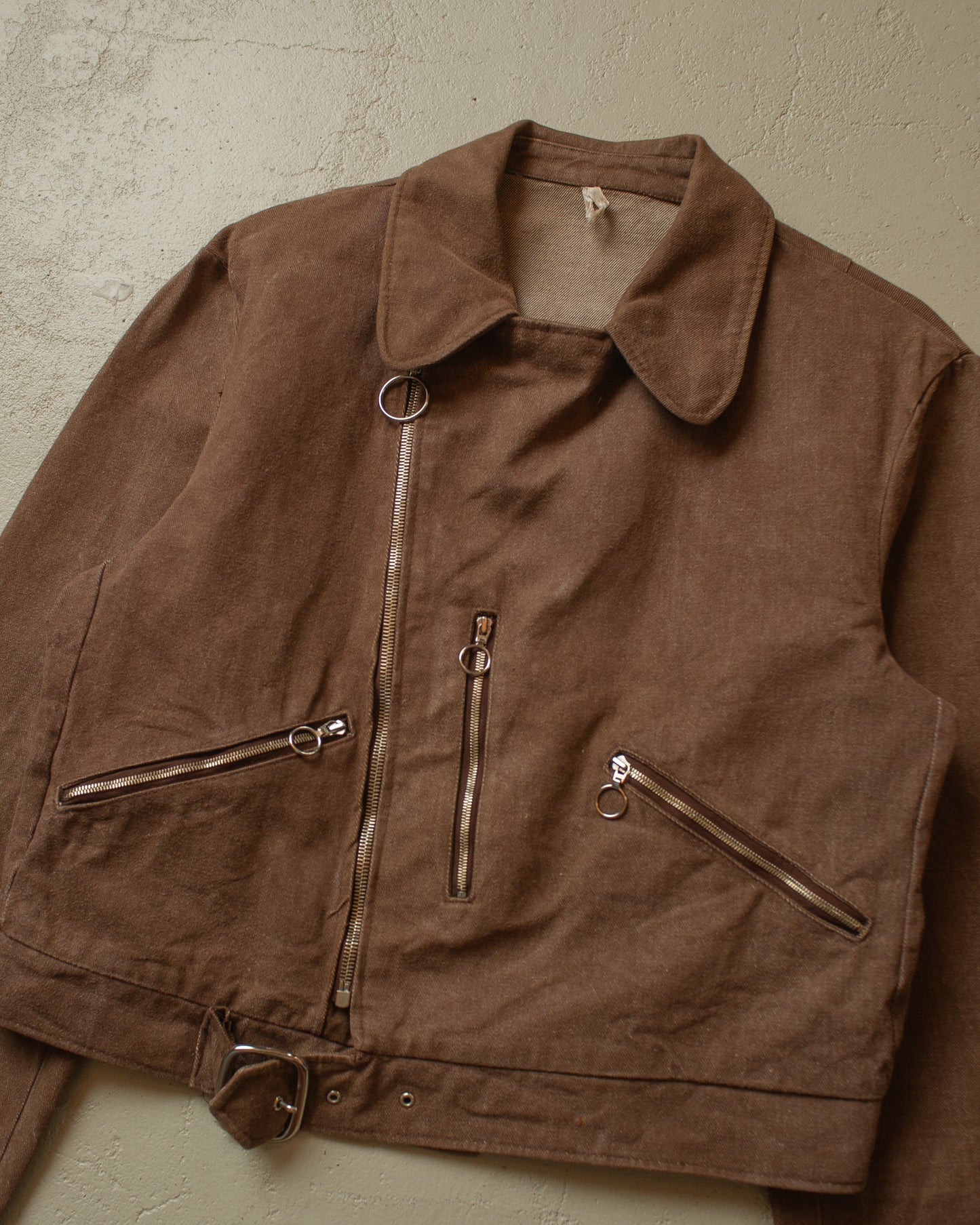 1950s/60s? unworn cropped Denim Jacket brown - M