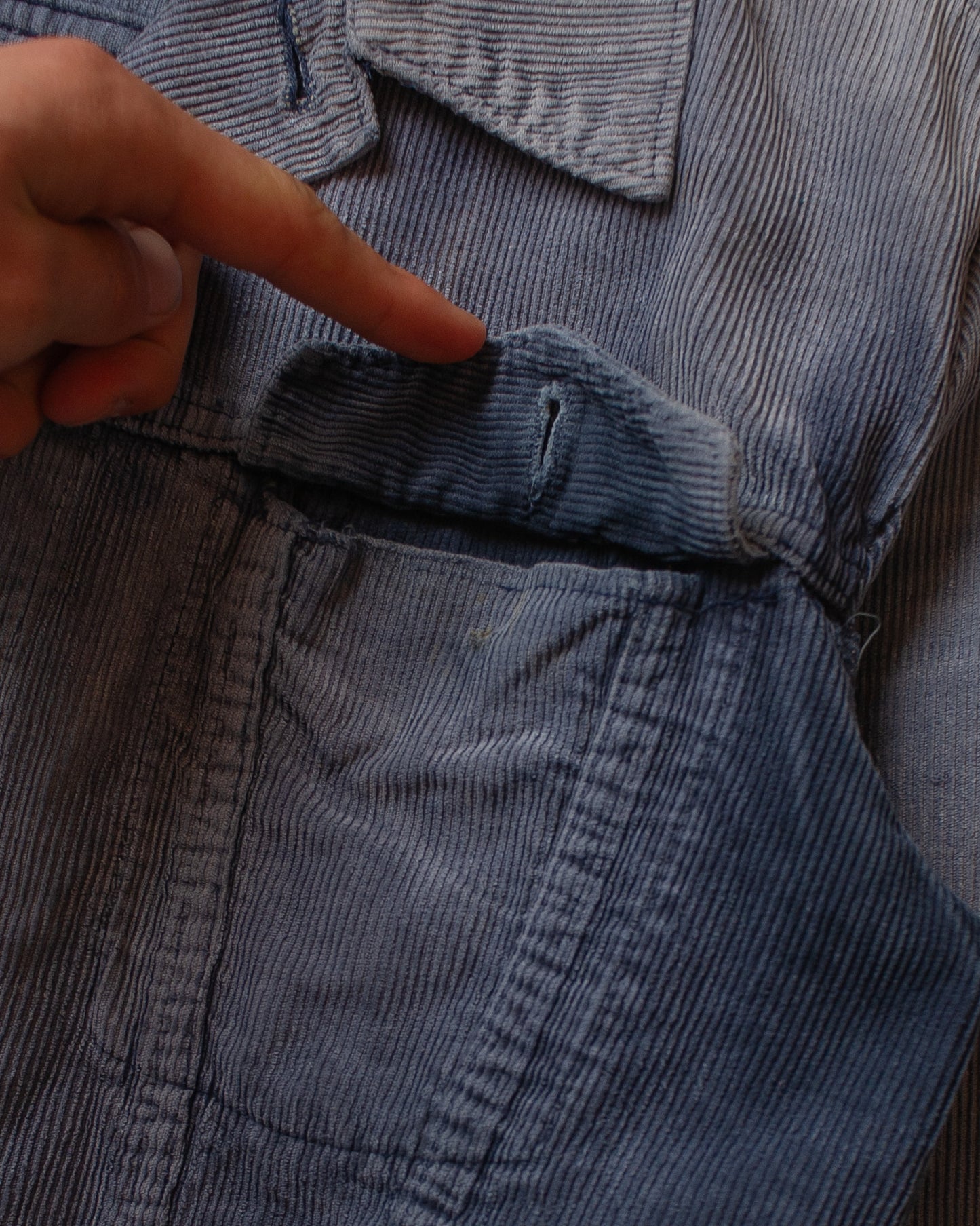 1970s Mustang repaired Corduroy Jacket faded blue - S/M