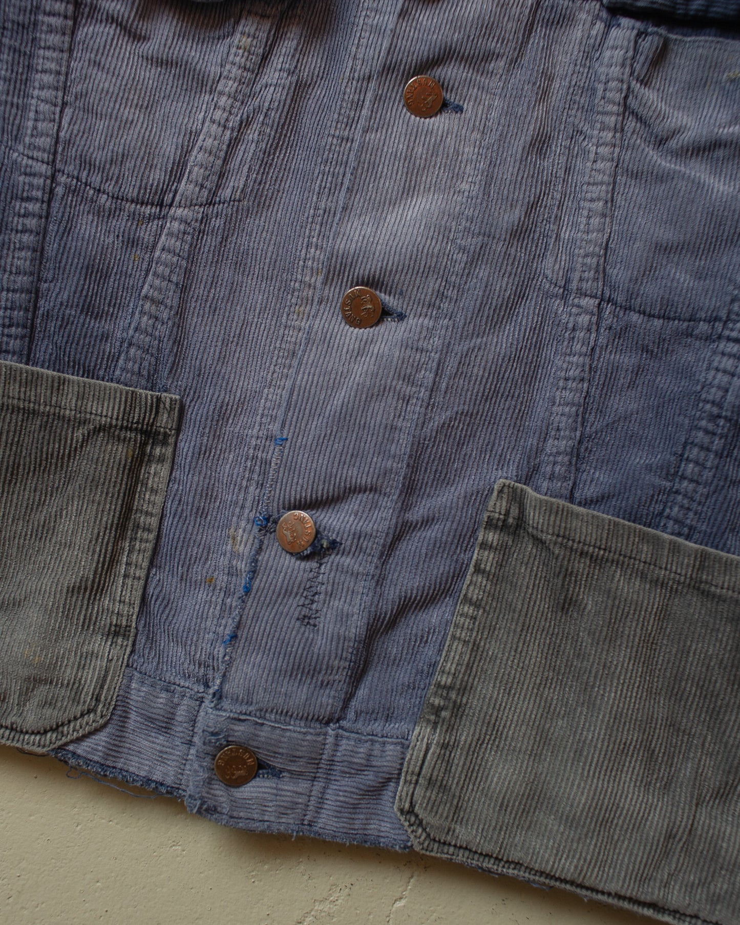 1970s Mustang repaired Corduroy Jacket faded blue - S/M