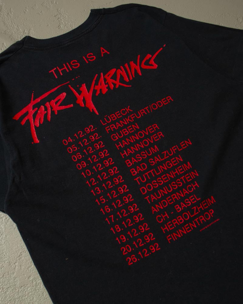 1992 Fair Warning German Tour T-shirt black - M/L