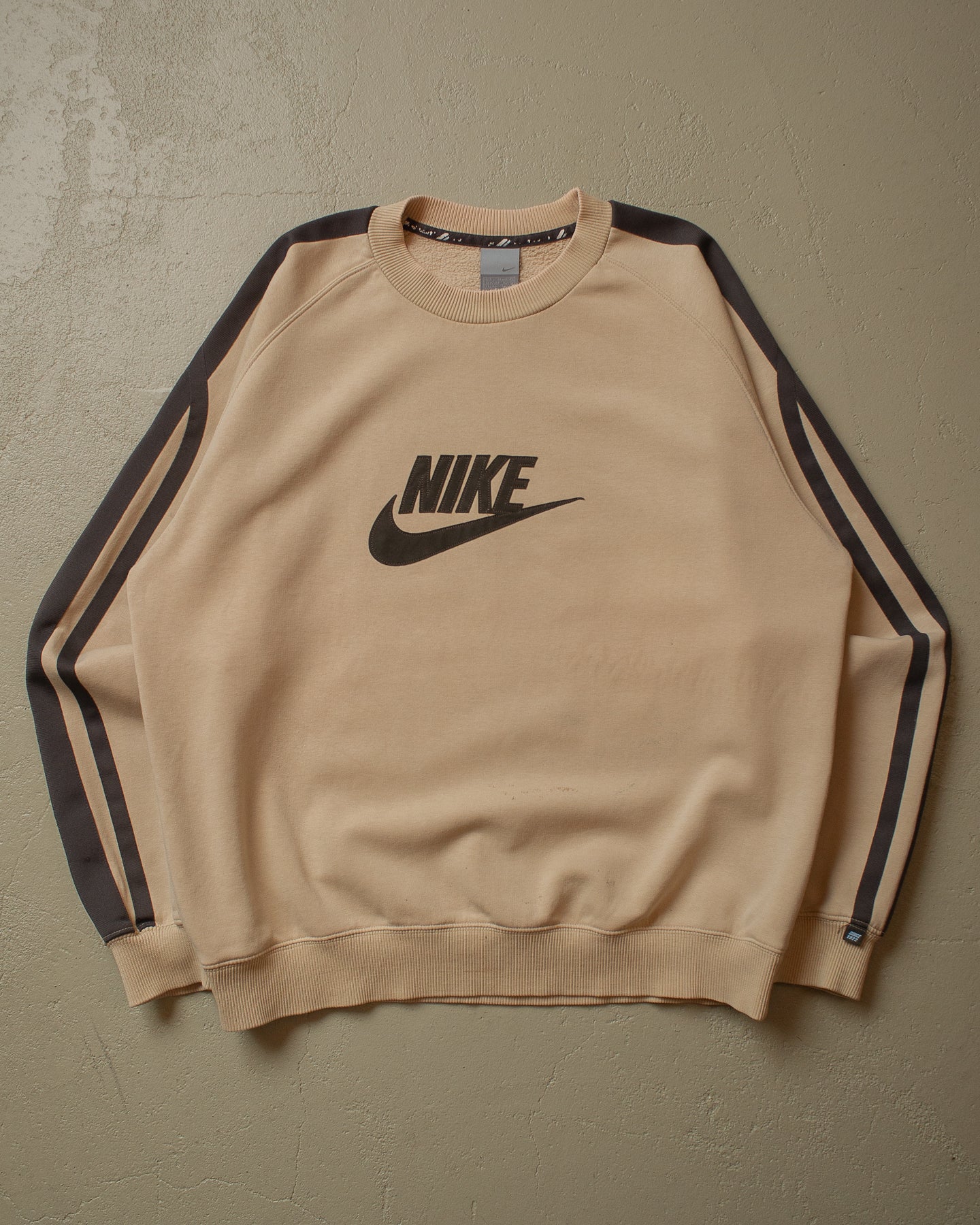 2000s stained Nike Logo Sweatshirt beige - L/XL