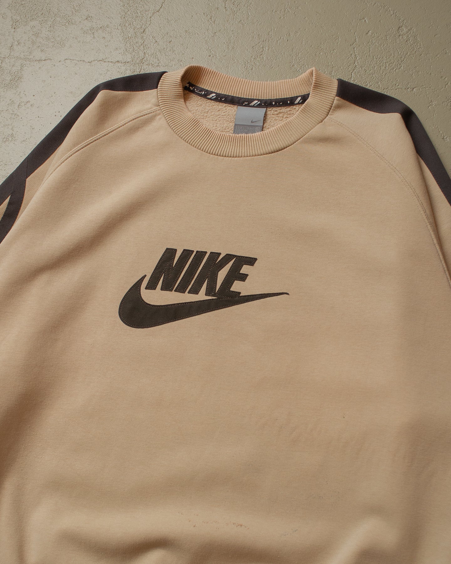 2000s stained Nike Logo Sweatshirt beige - L/XL