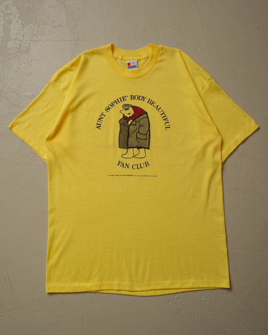 1980 unworn Aunt Sophie Body Beautiful Fan Club T-shirt yellow - L/XL