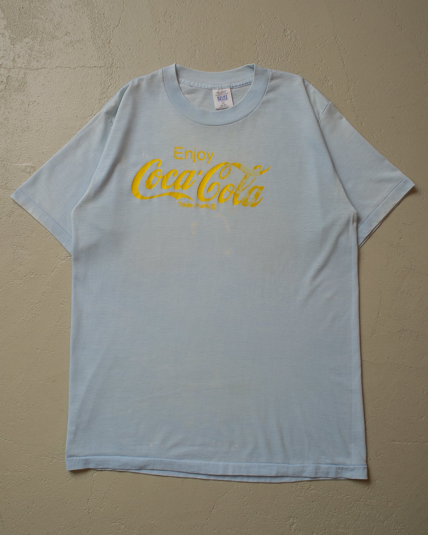 80s stained Enjoy Coca Cola T-shirt babyblue - M/L