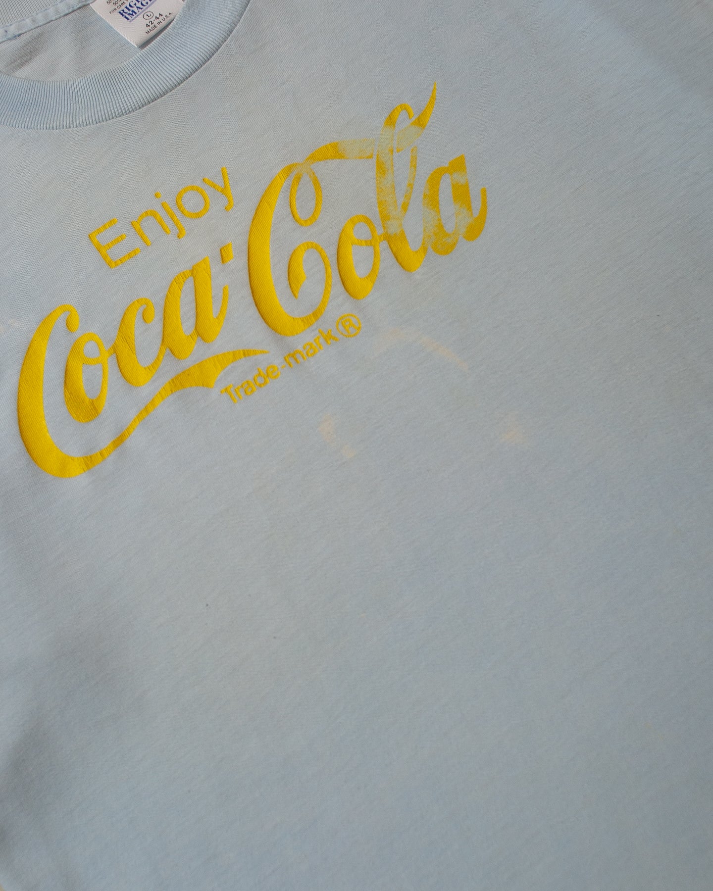 80s stained Enjoy Coca Cola T-shirt babyblue - M/L