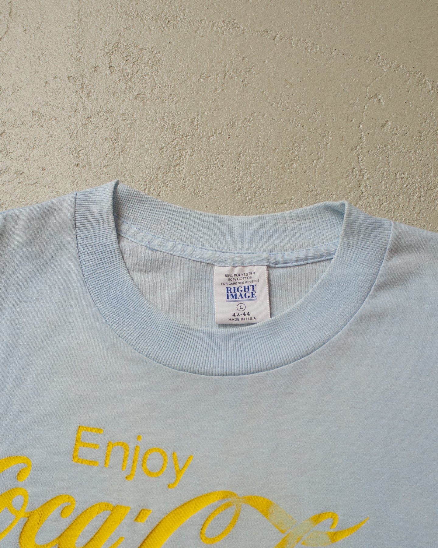 80s stained Enjoy Coca Cola T-shirt babyblue - M/L