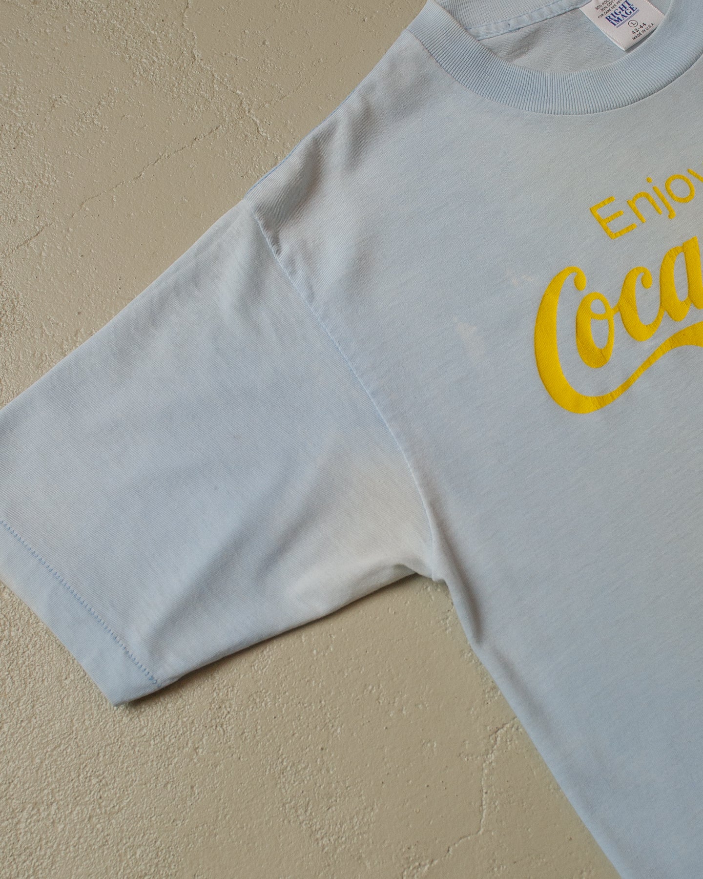 80s stained Enjoy Coca Cola T-shirt babyblue - M/L