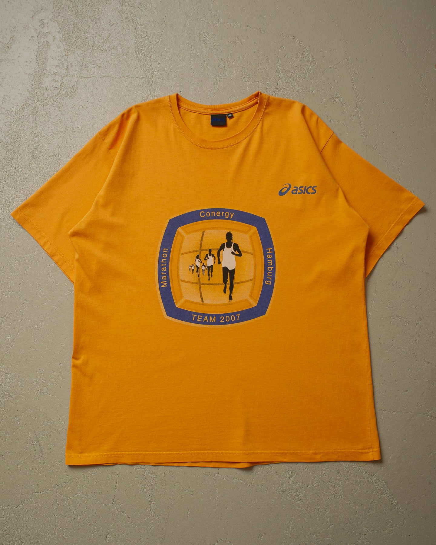 2007 Asics Hamburg Marathon T-shirt mustard yellow - XL