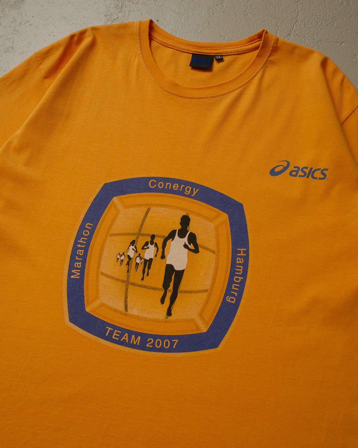 2007 Asics Hamburg Marathon T-shirt mustard yellow - XL