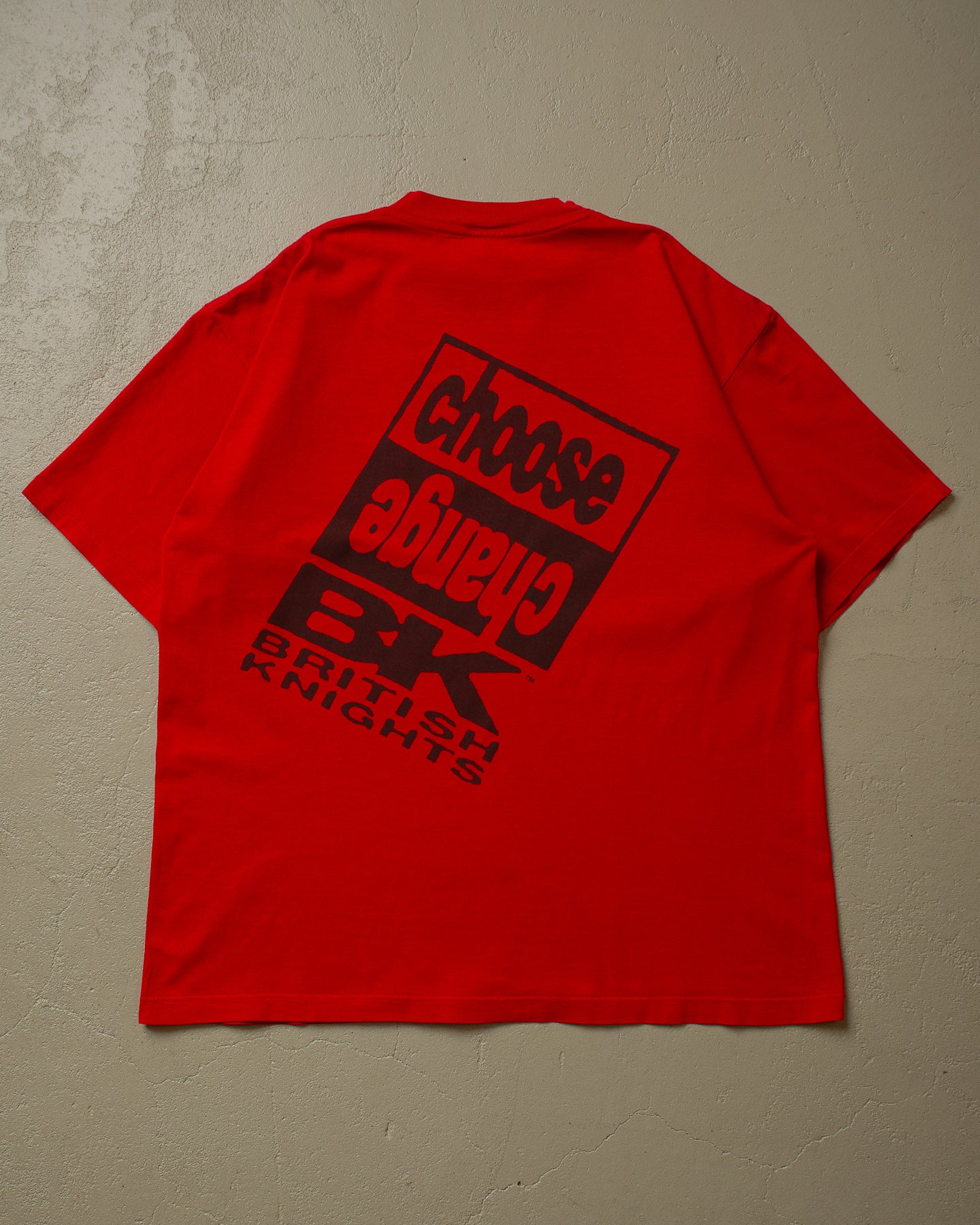 90s British Knights “choose change” T-shirt red - XL