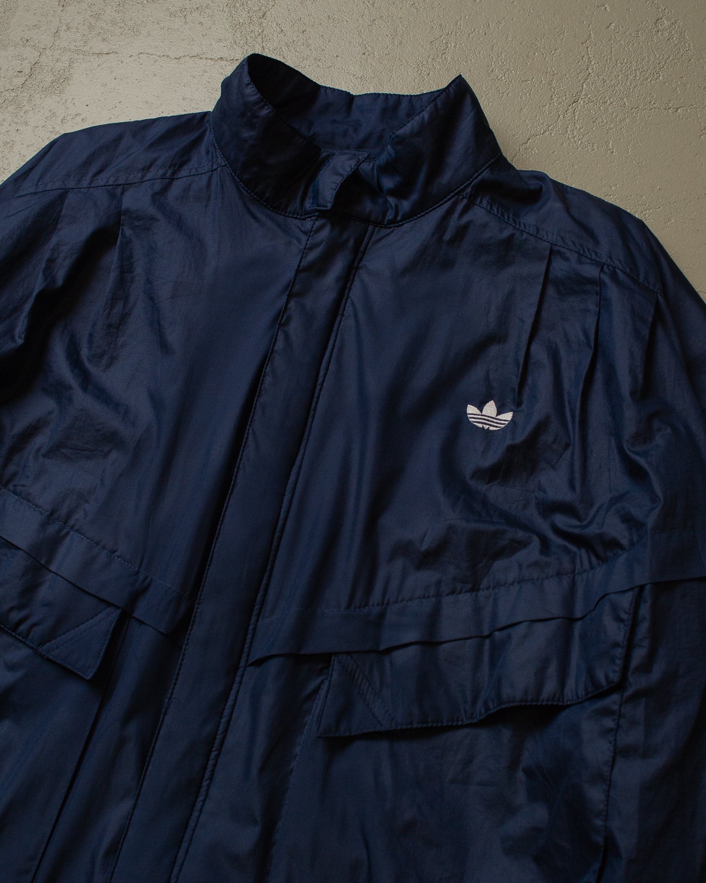 80s Adidas Trefoil Logo Windbreaker navyblue - XL