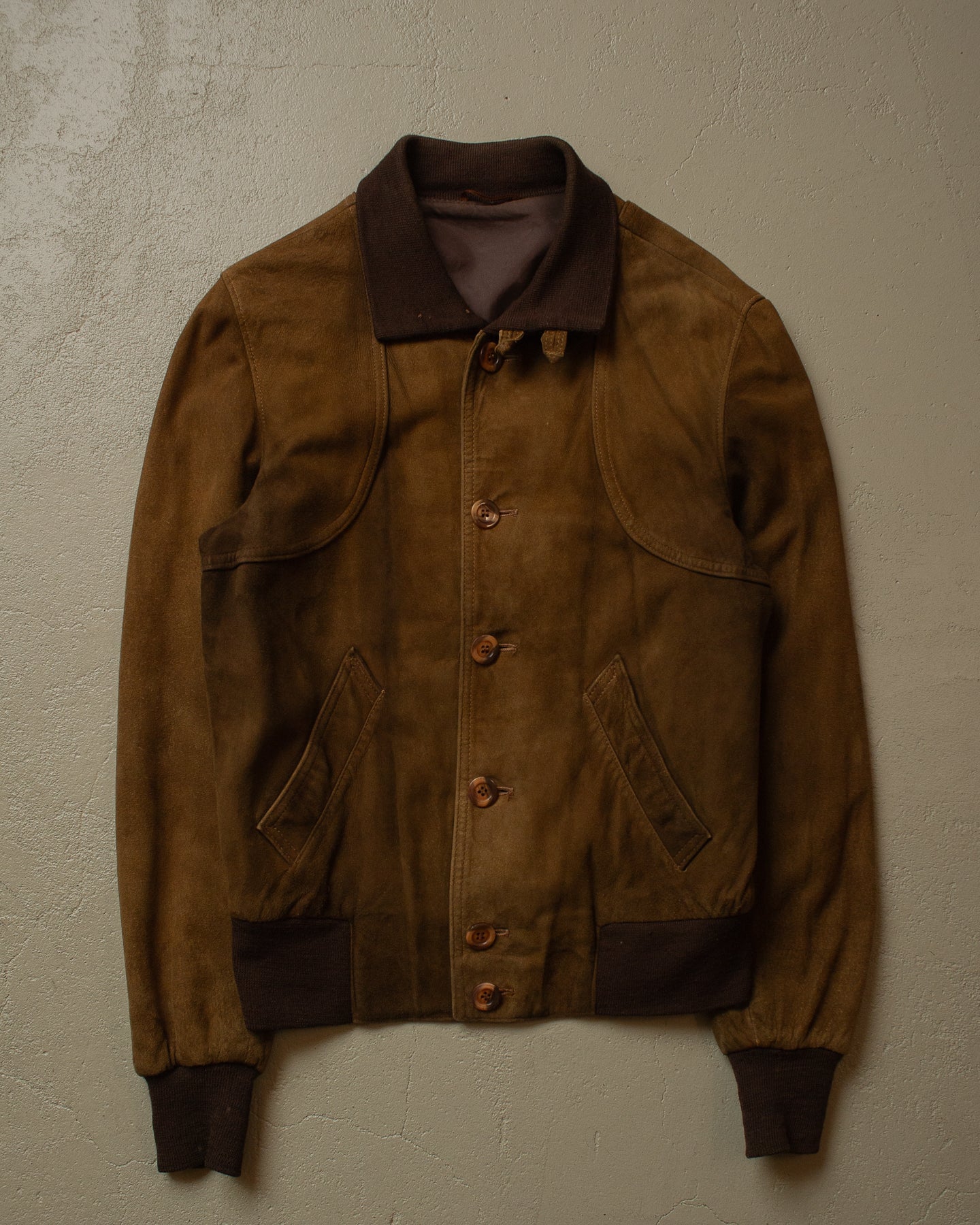 70s/80s Worn-in Suede Leather Jacket brown - S