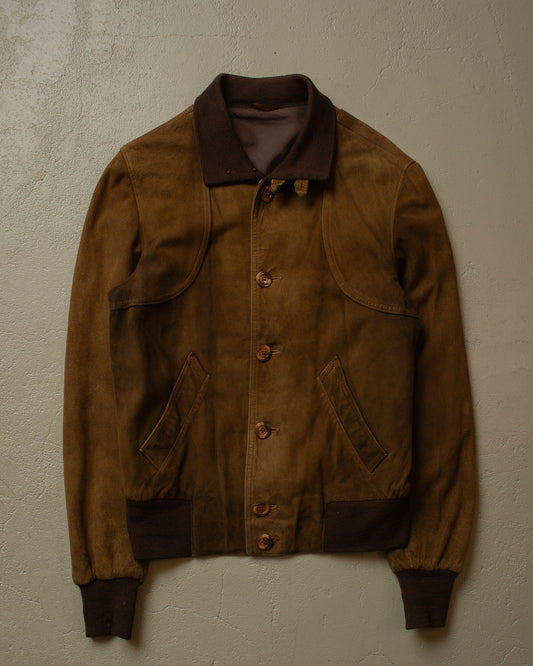 70s/80s Worn-in Suede Leather Jacket brown - S