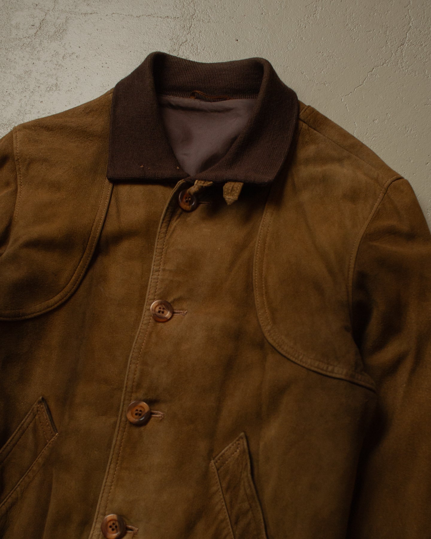 70s/80s Worn-in Suede Leather Jacket brown - S