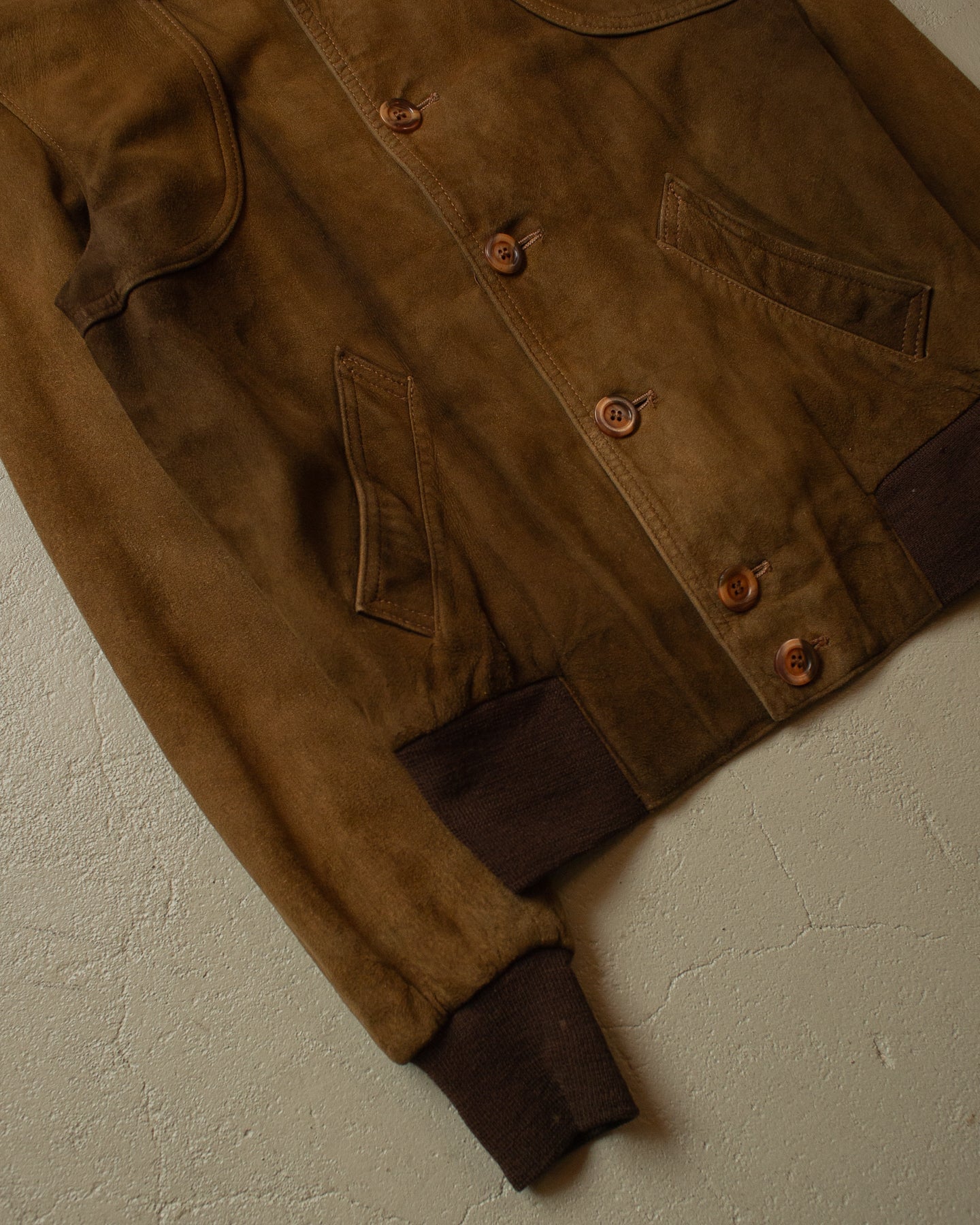 70s/80s Worn-in Suede Leather Jacket brown - S