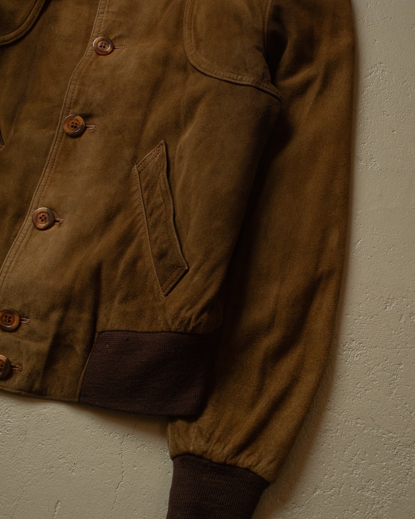 70s/80s Worn-in Suede Leather Jacket brown - S