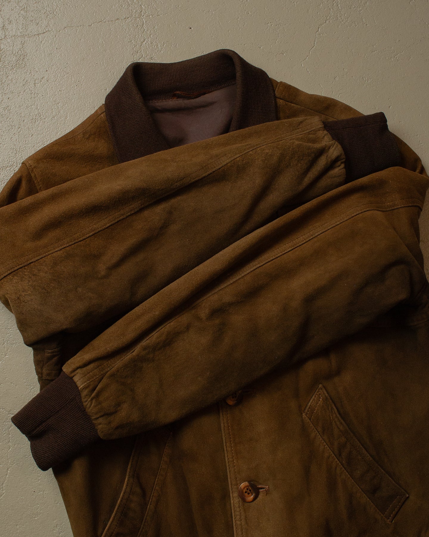 70s/80s Worn-in Suede Leather Jacket brown - S