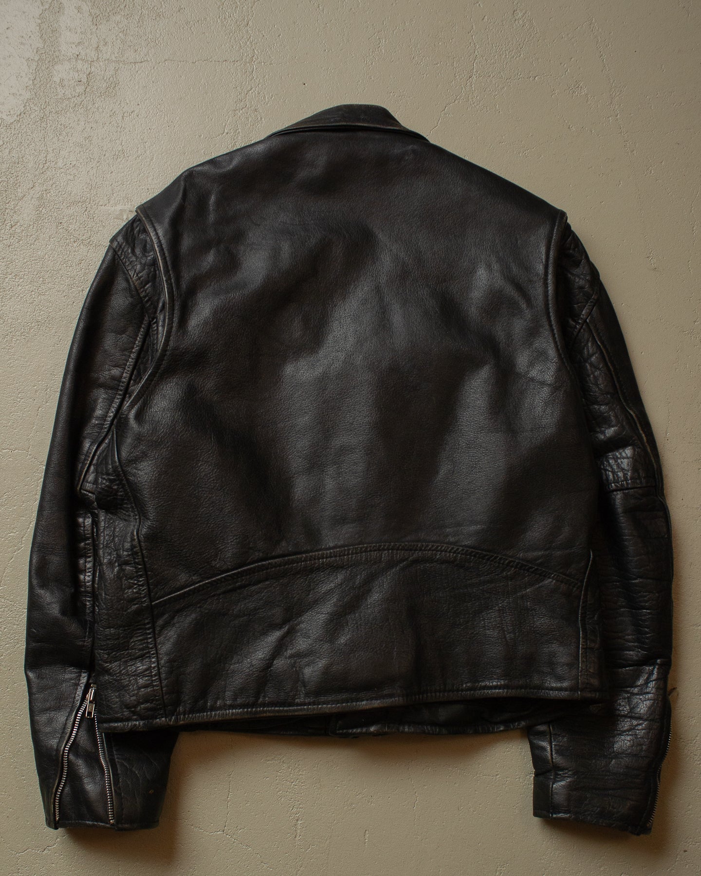 70s/80s Biker Leather Jacket black - L/XL