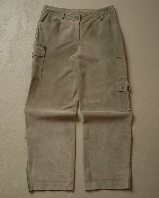 2000s Betty Barclay Suede Leather Pants grey - 34