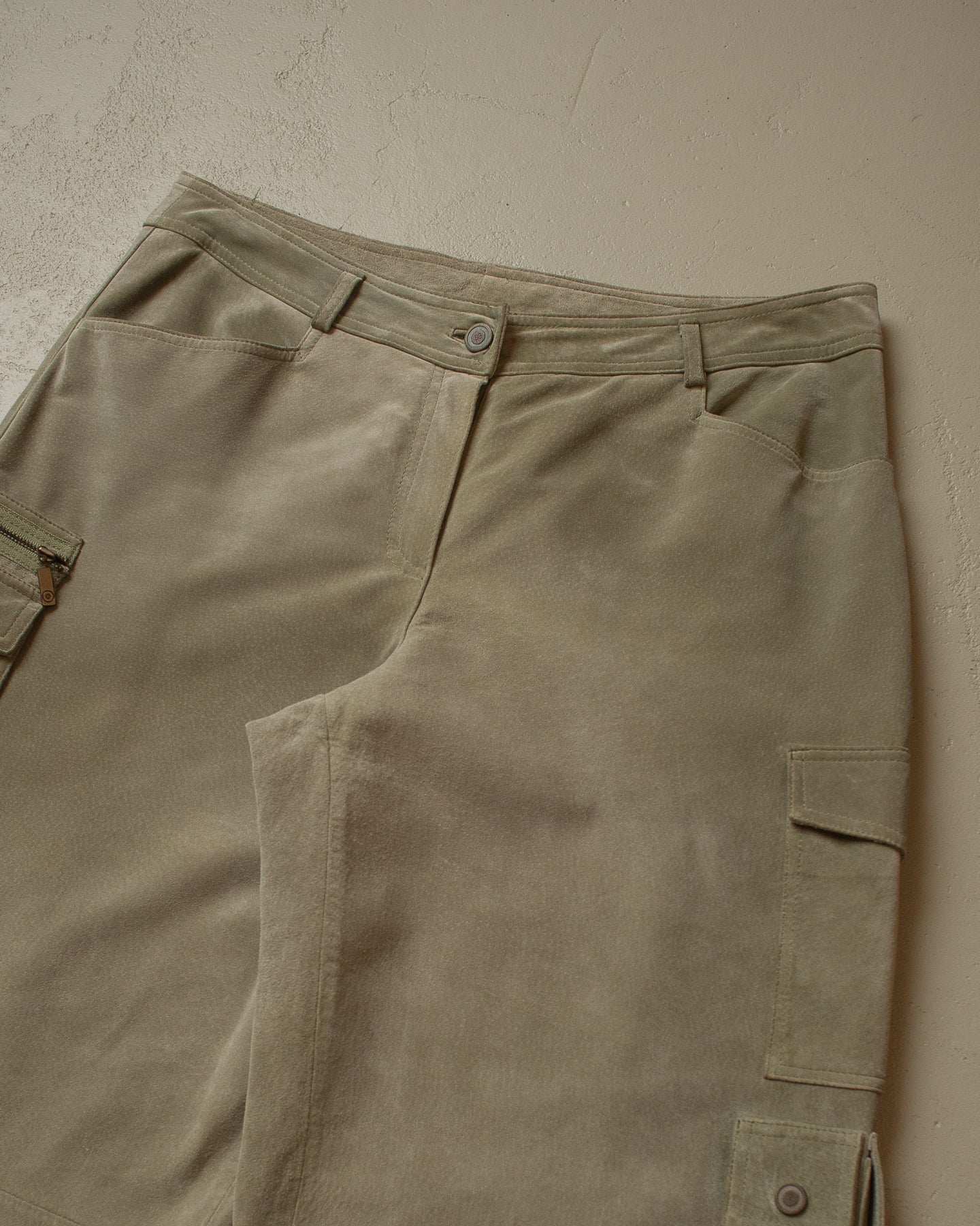 2000s Betty Barclay Suede Leather Pants grey - 34