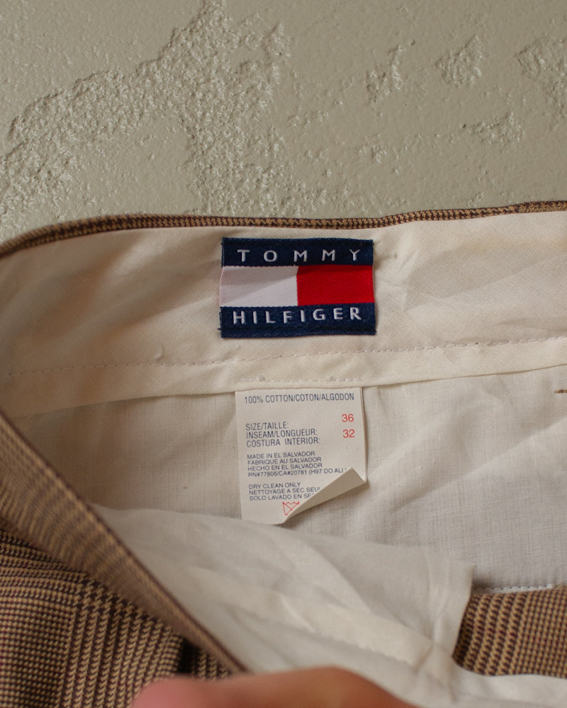 90s checkered Tommy Hilfiger Pants brown - 36x32