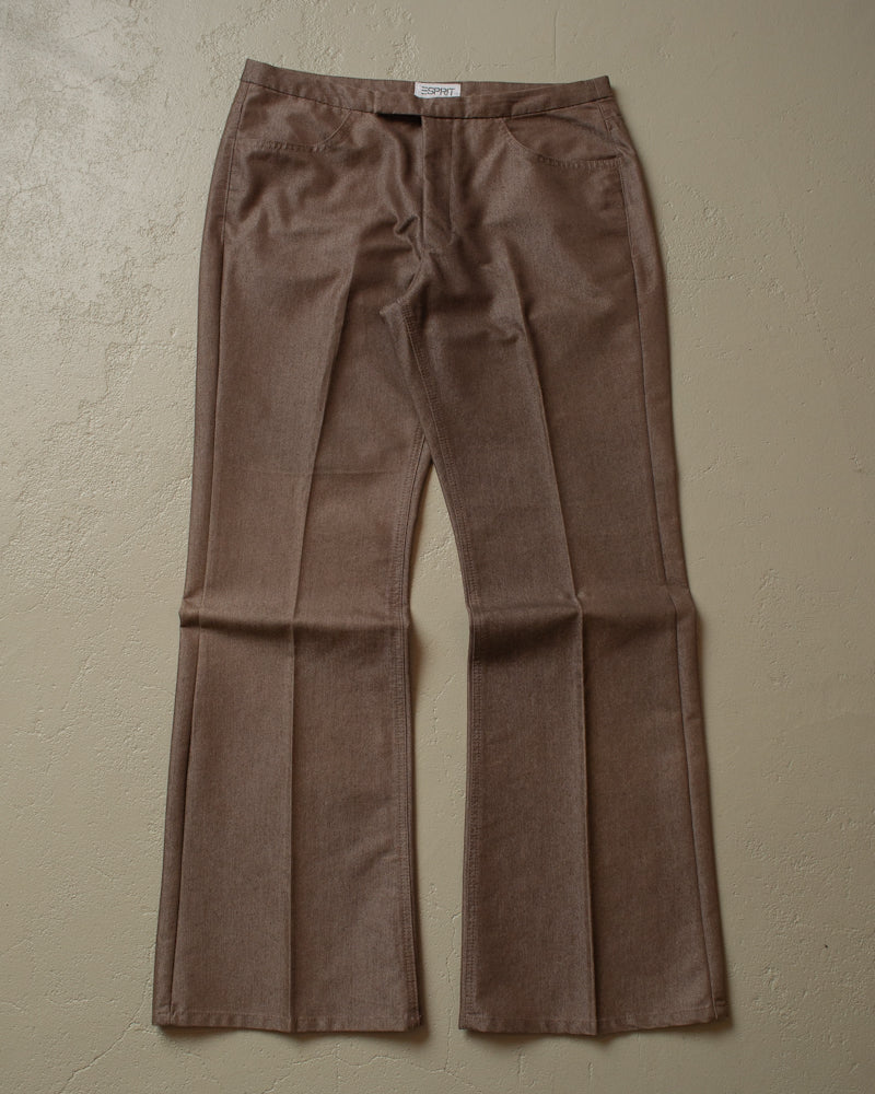 90s unworn ESPRIT Flared Pants grey/brown - 32/33