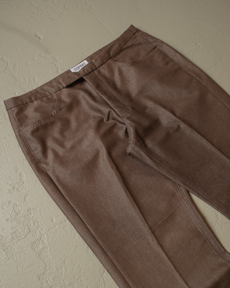 90s unworn ESPRIT Flared Pants grey/brown - 32/33