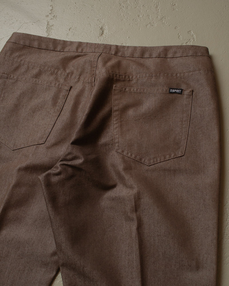 90s unworn ESPRIT Flared Pants grey/brown - 32/33