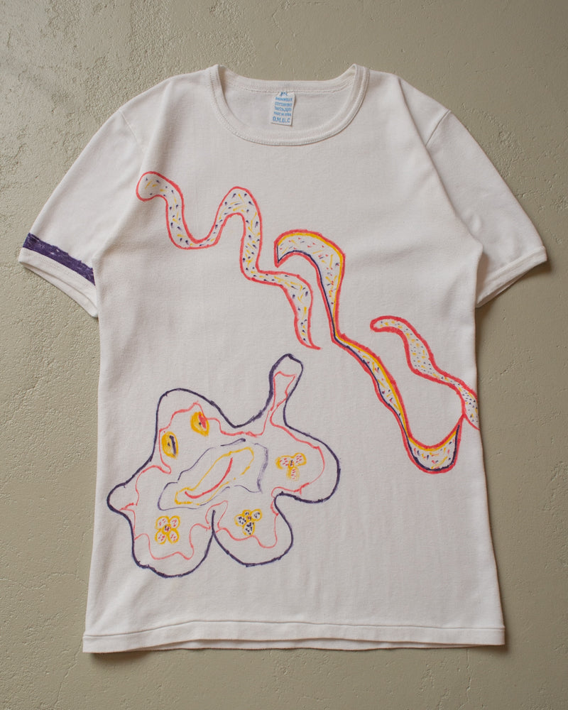 80s Handpainted T-shirt white - M/L