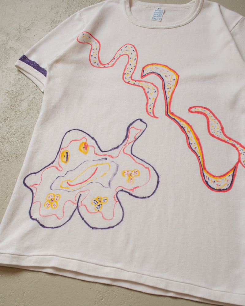 80s Handpainted T-shirt white - M/L