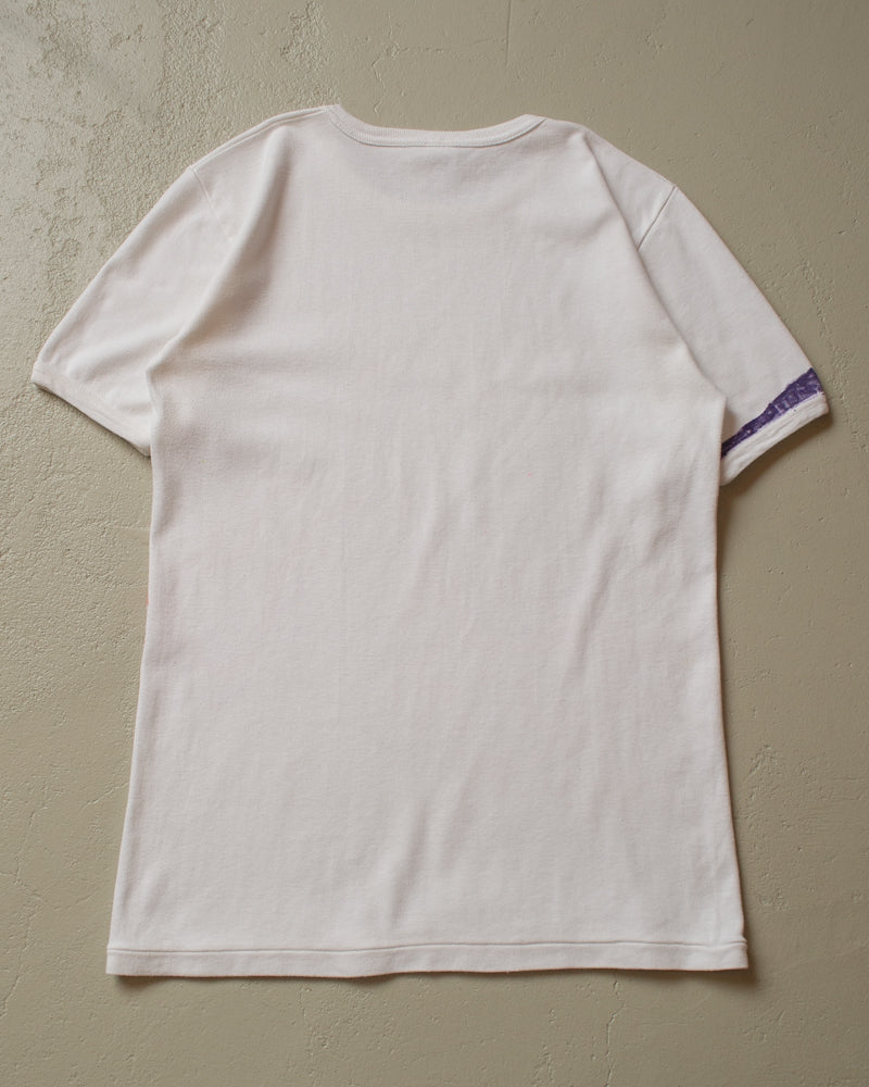 80s Handpainted T-shirt white - M/L