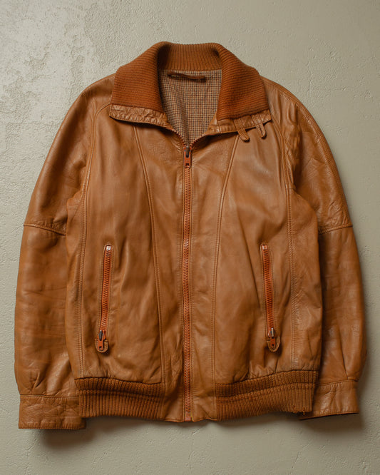 80s distressed Westbury Leather Jacket brown - M