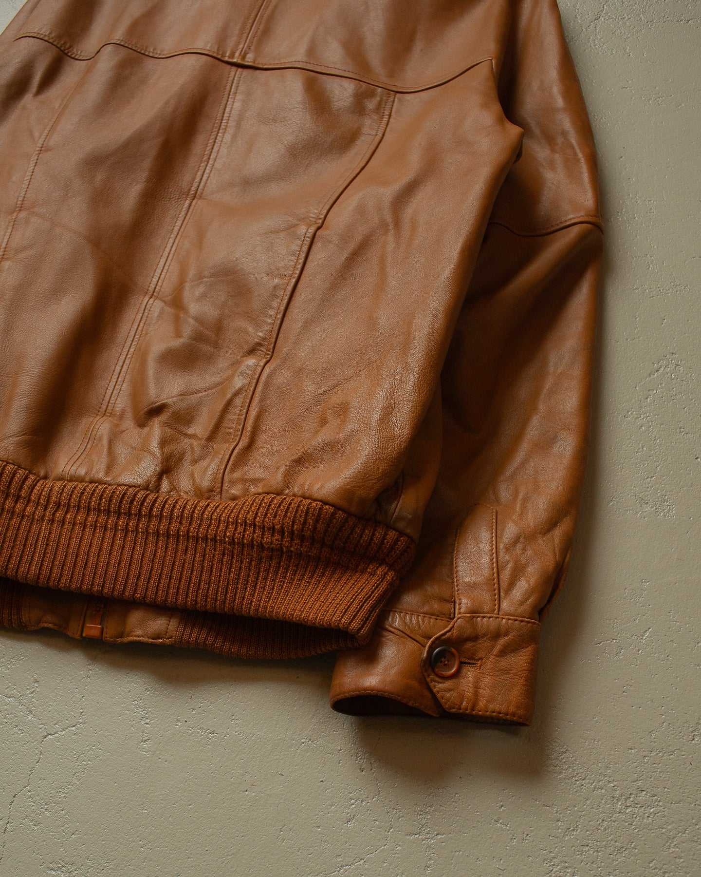 80s distressed Westbury Leather Jacket brown - M