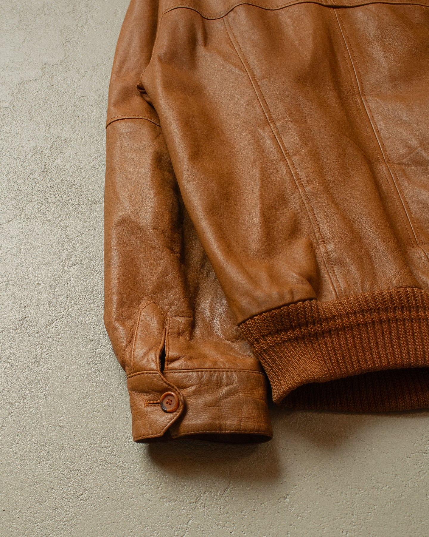 80s distressed Westbury Leather Jacket brown - M