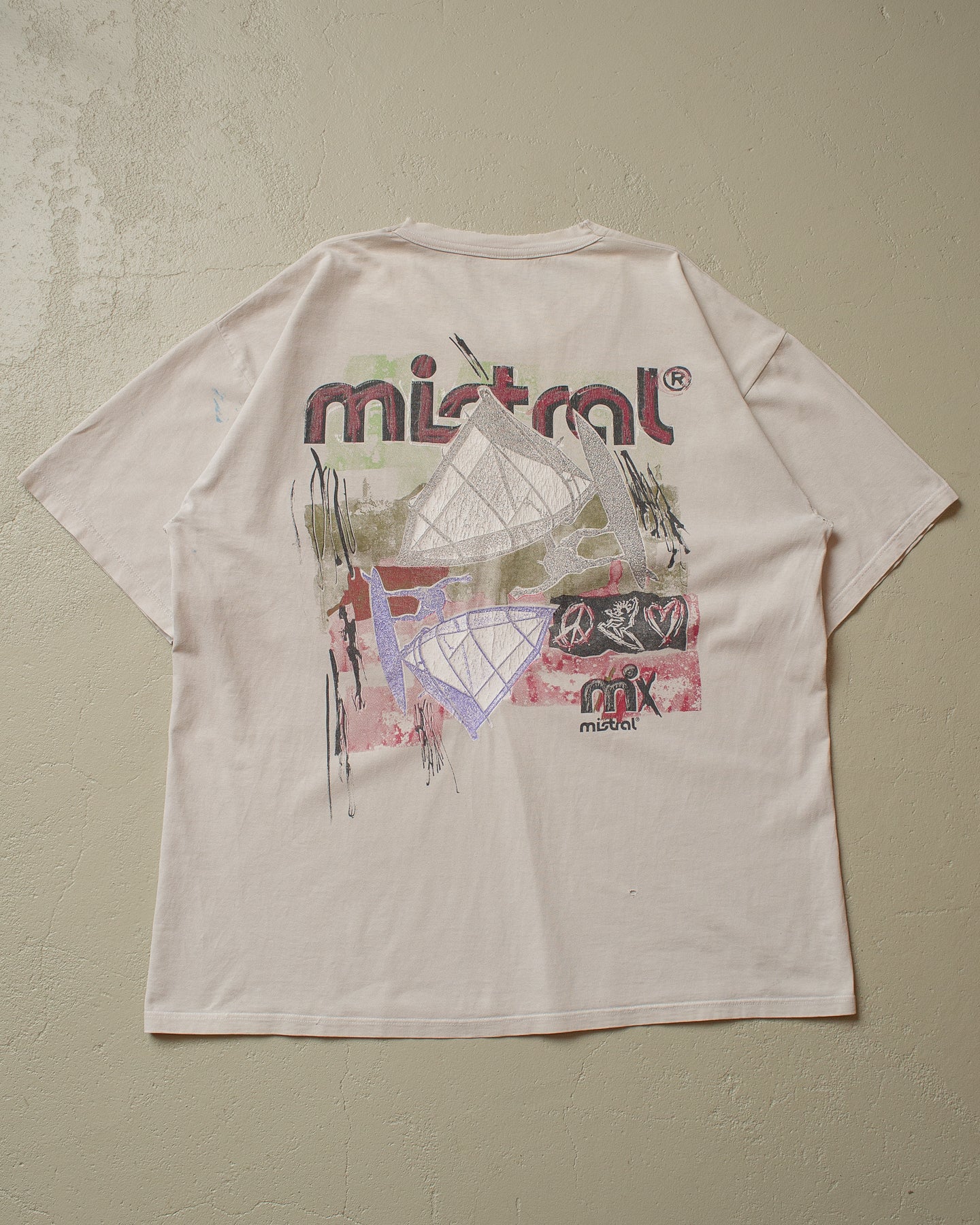 90s thrashed Mistral Windsurfing T-shirt beige - XL